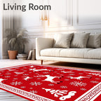 White Reindeer Snowflakes Christmas Border Rug