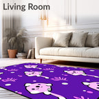 Whimsical Pink Blob Purple Garden Rug