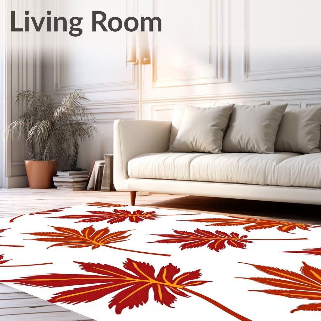 Crimson Gold Leafy Foliage Rug