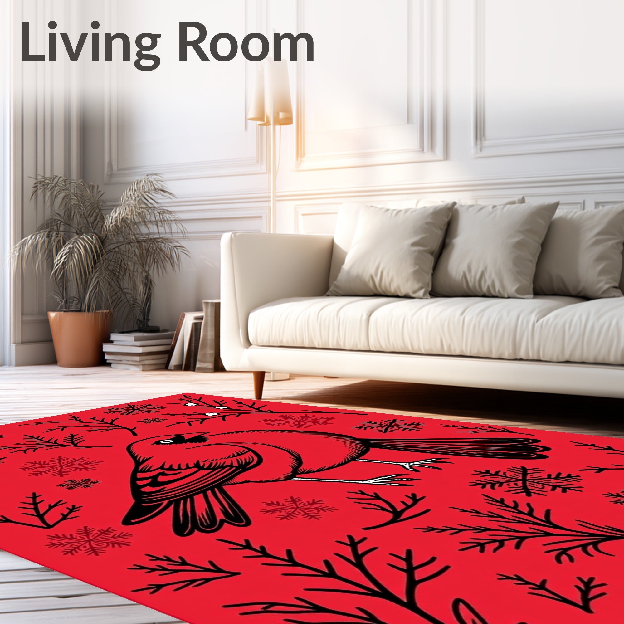 Cardinal with Snowflakes and Branches Rug