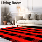 Classic Red Plaid Check Rug
