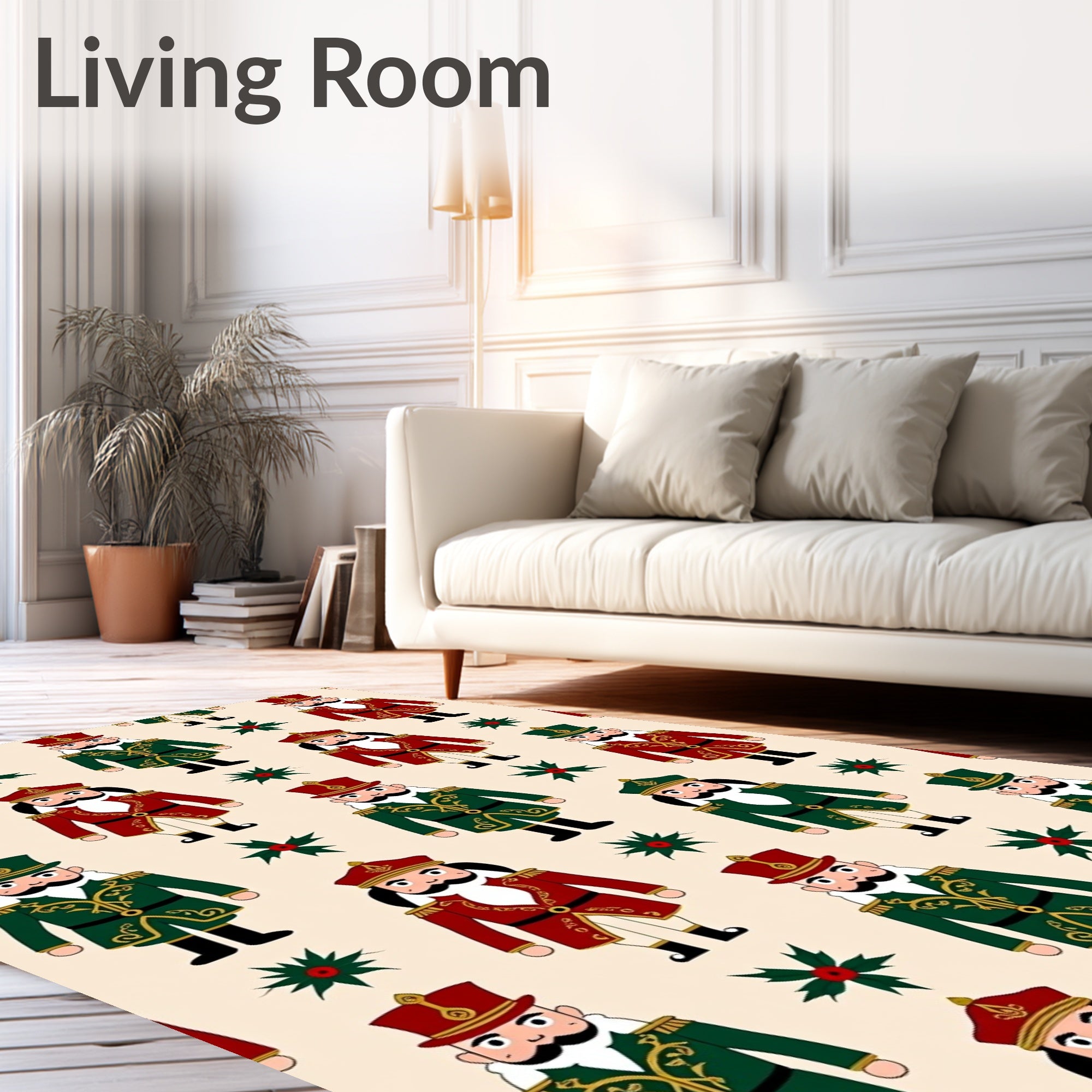 Festive Nutcracker Soldier Emerald Red Rug