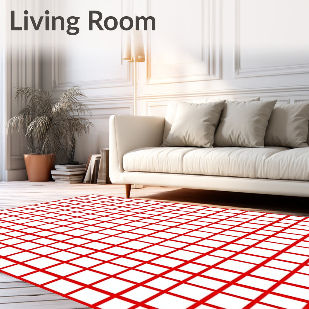 Bold Red Grid Check Rug