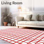 Bold Red Grid Check Rug