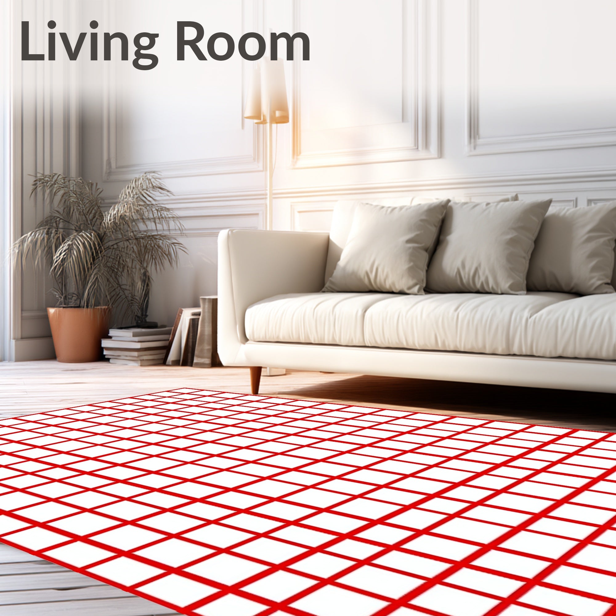 Bold Red Grid Check Rug
