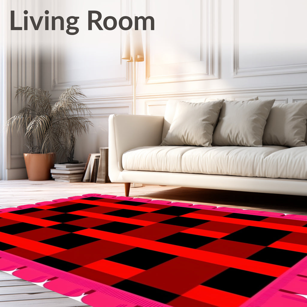 Bold Red Black Buffalo Plaid Rug