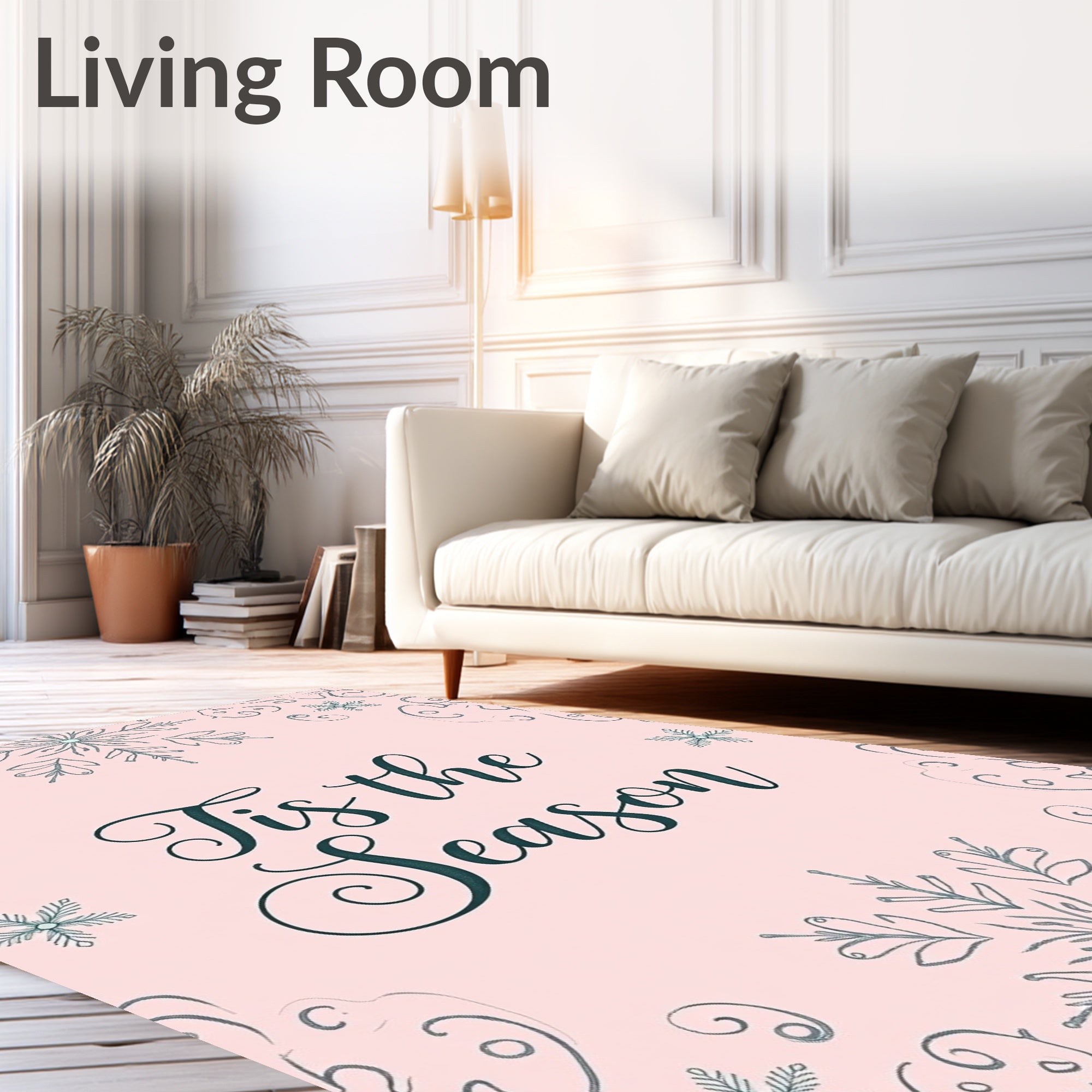 Winter Snowflake Scroll Festivity Rug