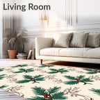 Festive Green Pine Berry Sprig Rug