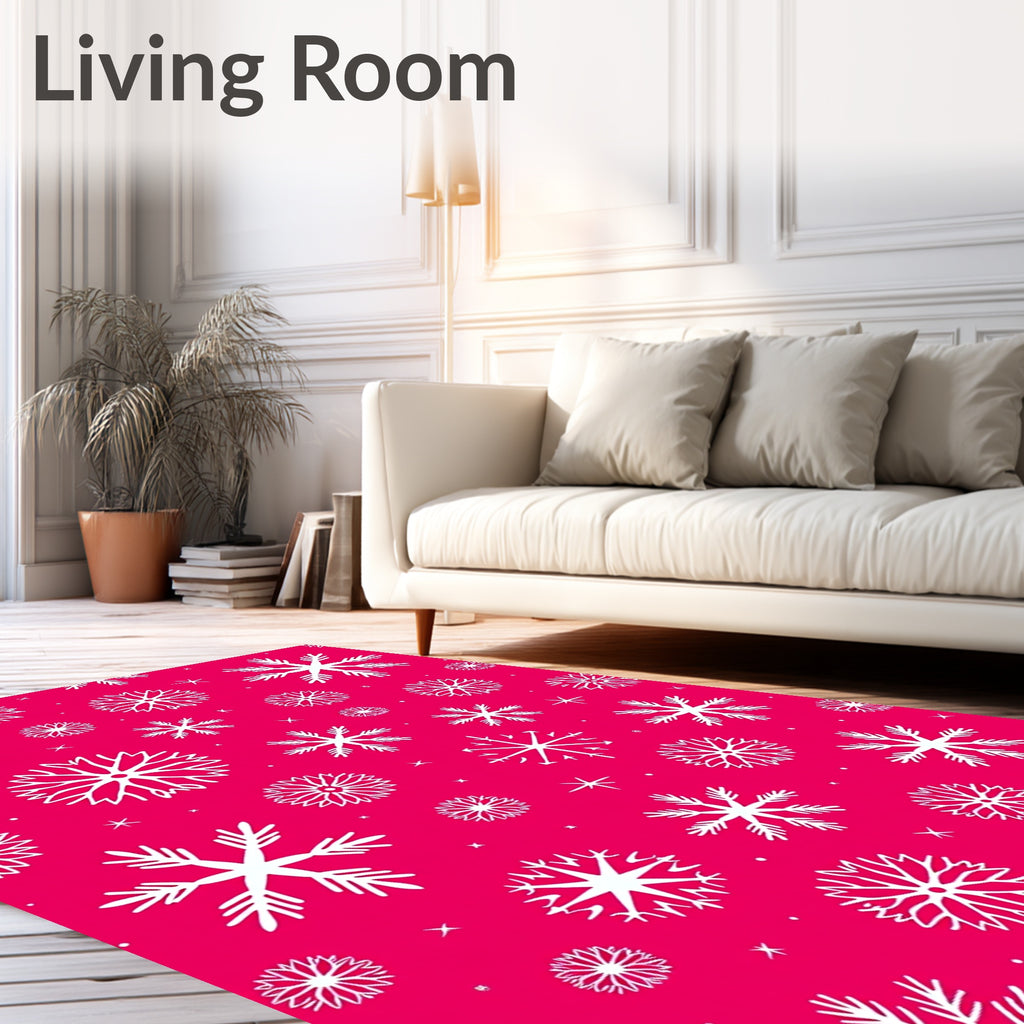 Fuchsia Snowflake Scatter Graphic Rug