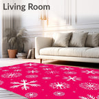 Fuchsia Snowflake Scatter Graphic Rug