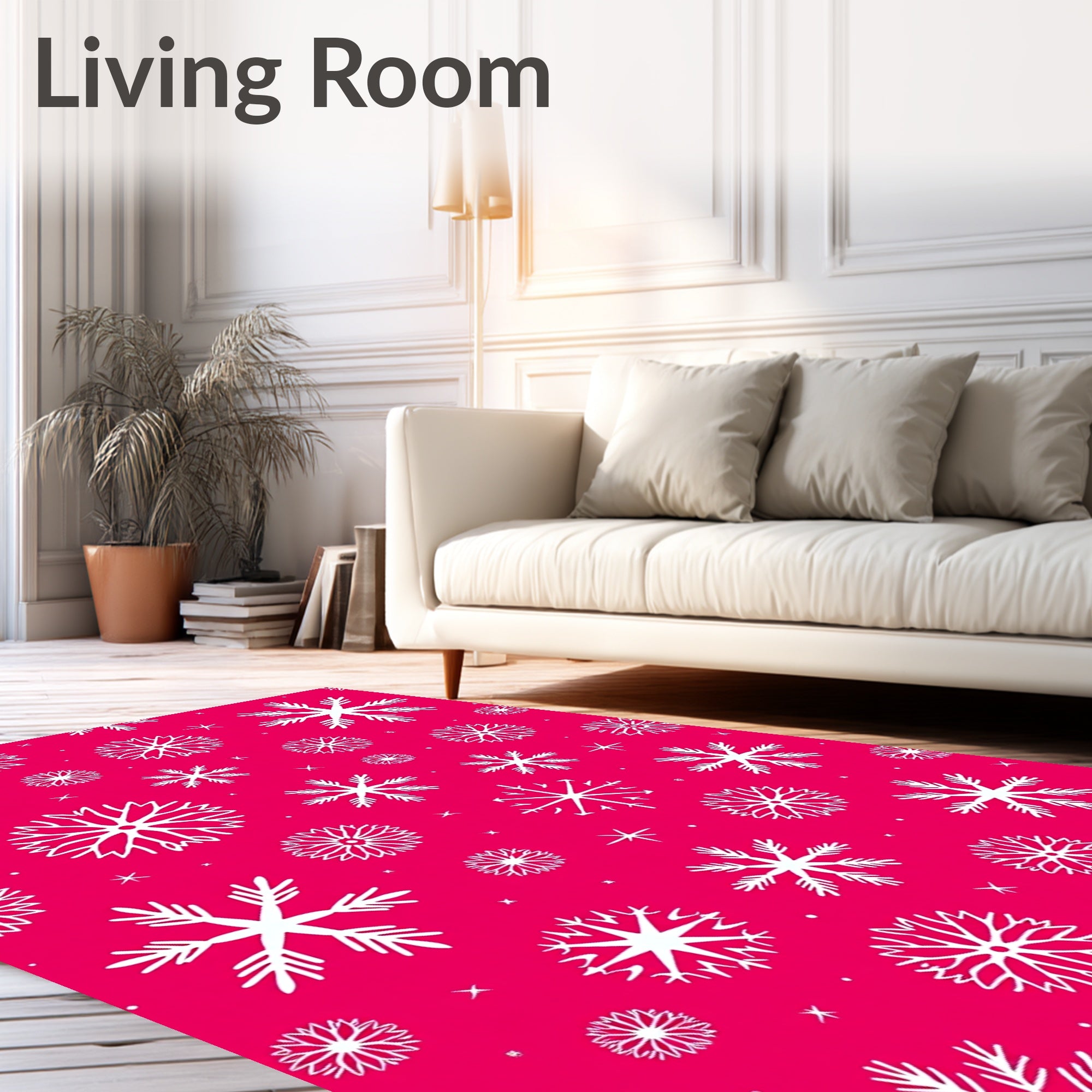 Fuchsia Snowflake Scatter Graphic Rug
