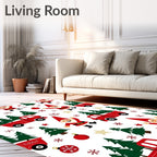 Jolly Gnome Red Truck Christmas Tree Scene Rug