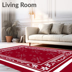 Crimson Snowflake Border Medallion Rug