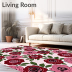 Crimson Pink Rose Garden Swirls Rug