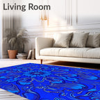 Lush Blue Floral Kaleidoscope Rug