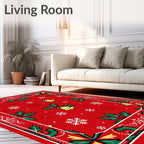 Festive Red Holly Bell Snowflake Rug