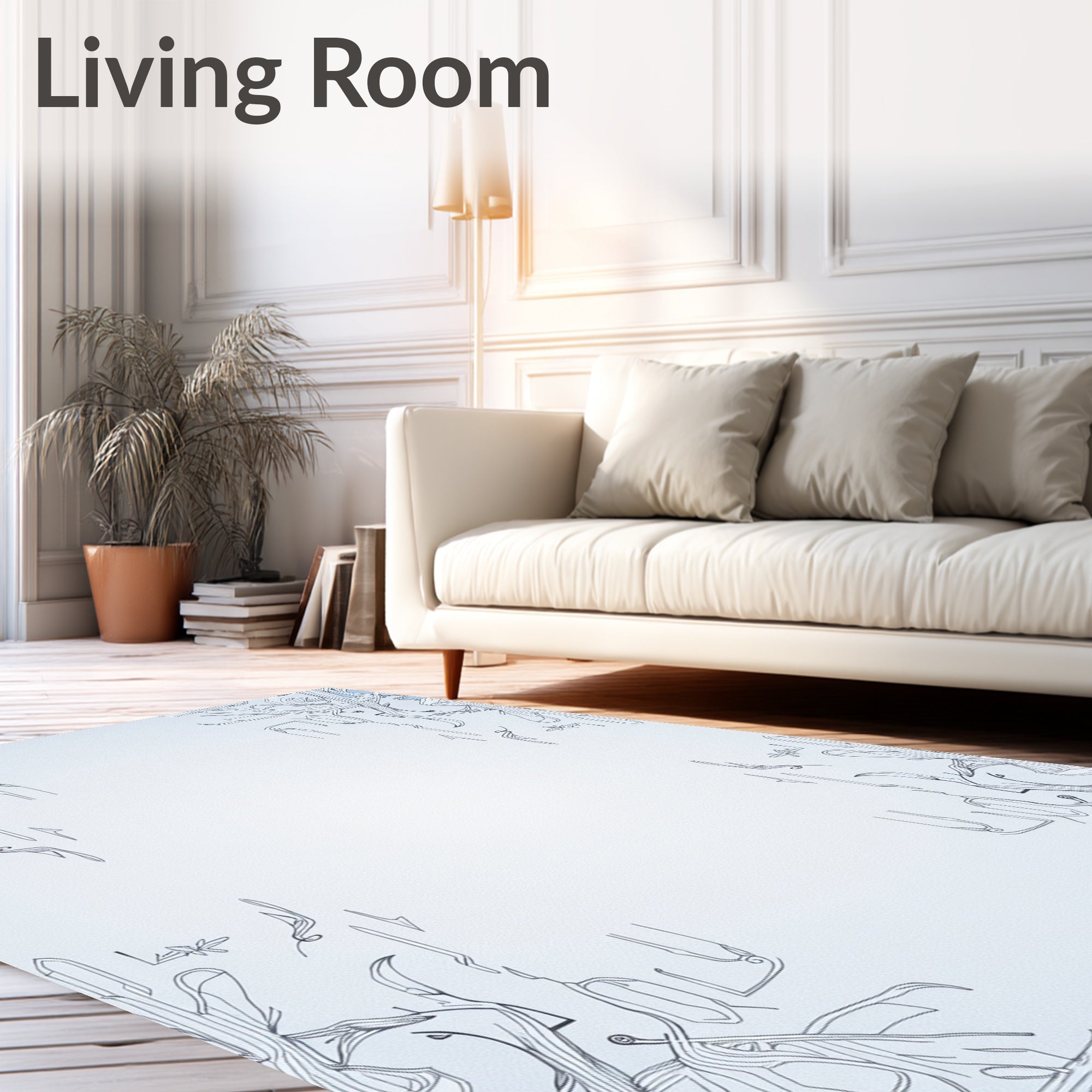 Art Nouveau Pale Blue Swirling Branches Rug