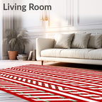 Red White Green Striped Ribbon Rug