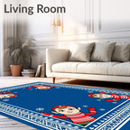 Cute Red Striped Elves Winter Snowfall Rug