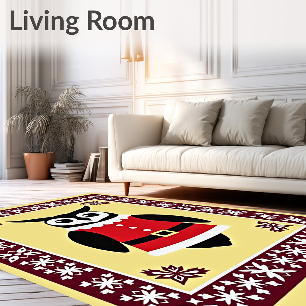 Festive Owl Christmas Border Rug