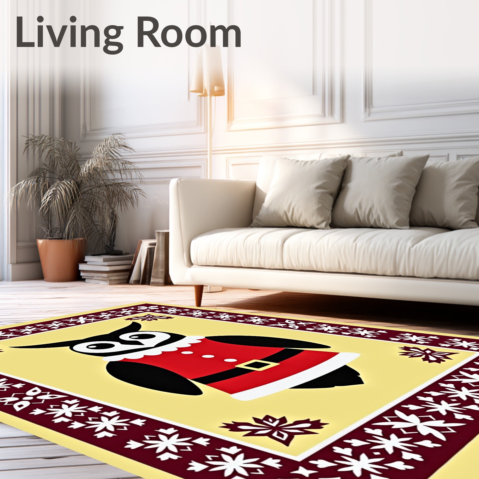 Festive Owl Christmas Border Rug