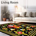 Red Yellow Black Santa Claus Bells Rug