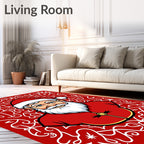Festive Santa Claus Red Ornamental Rug