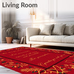 Crimson Golden Floral Border Rug