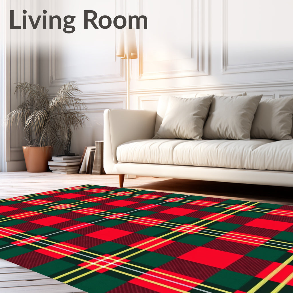 Classic Red Green Tartan Plaid Square Rug