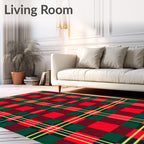 Classic Red Green Tartan Plaid Square Rug