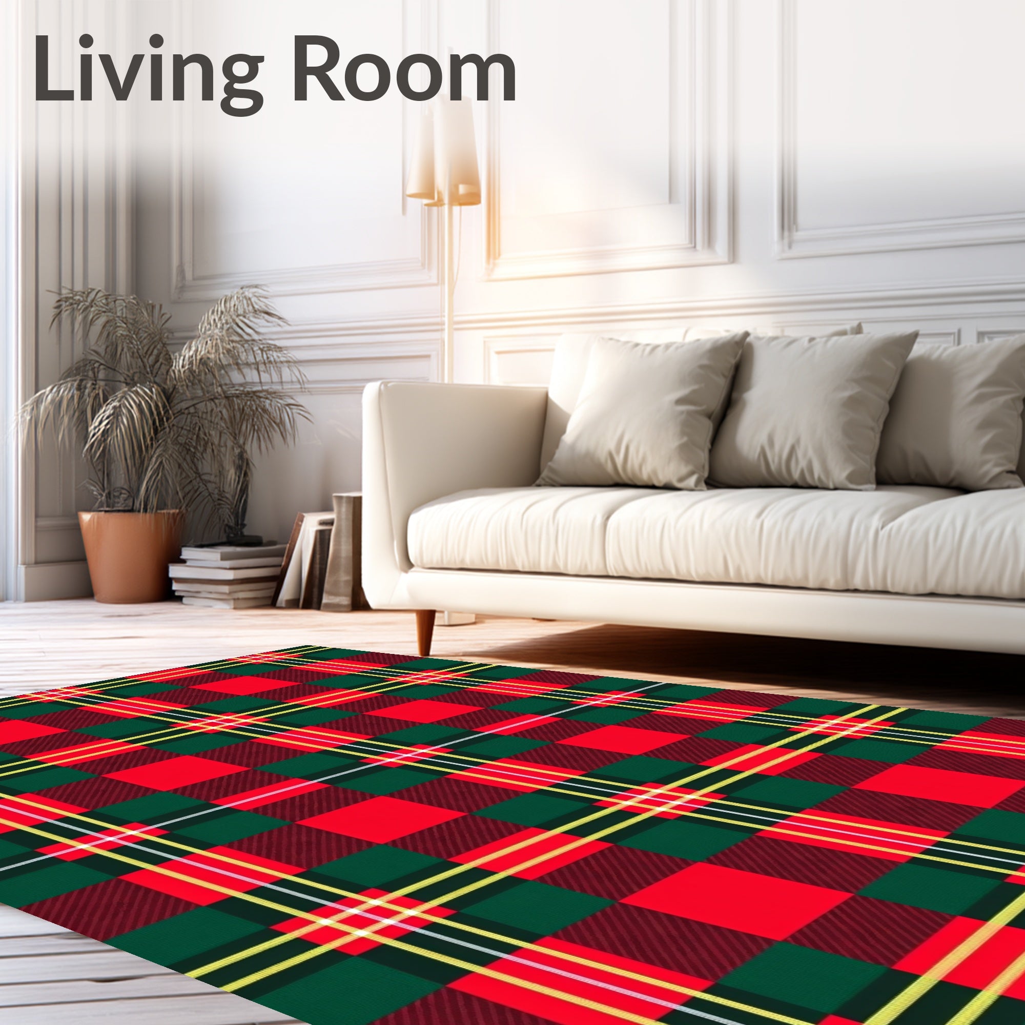 Classic Red Green Tartan Plaid Square Rug