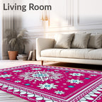 Charming Pink Snowflake Medallion Rug