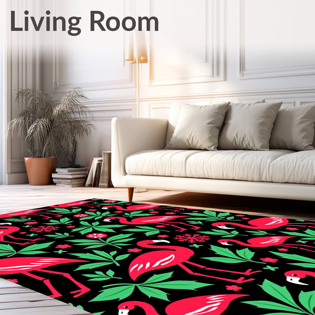 Vibrant Flamingos Amongst Lush Green Foliage Rug