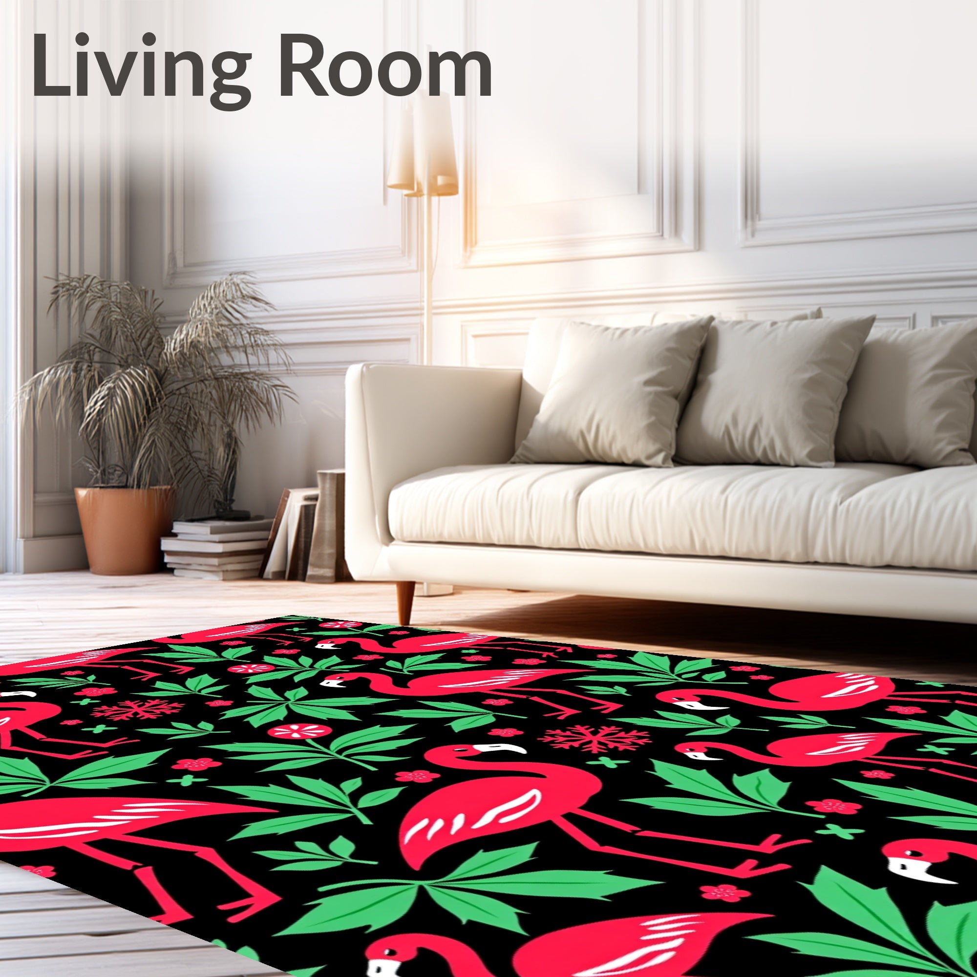 Vibrant Flamingos Amongst Lush Green Foliage Rug