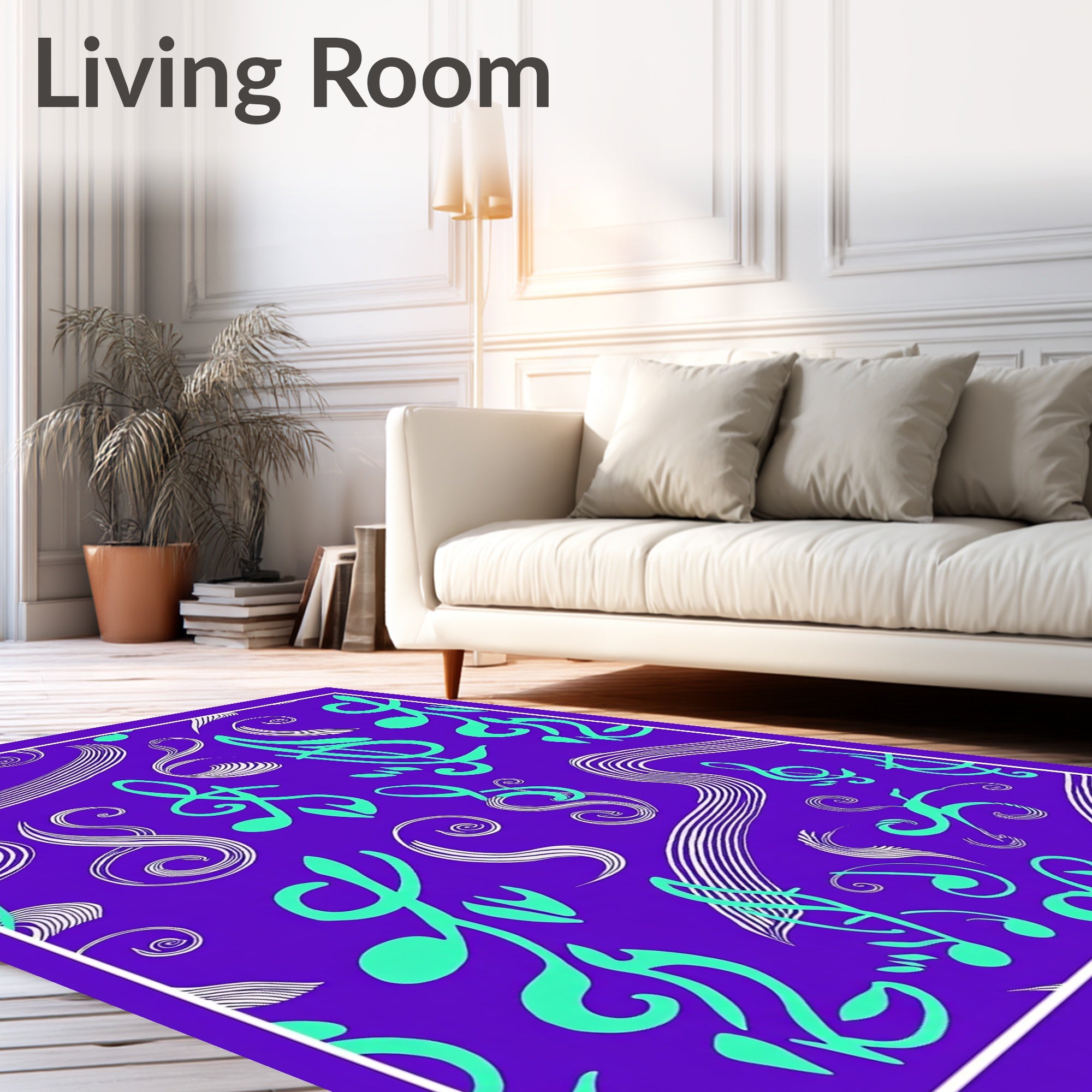 Vibrant Purple Treble Clef Flow Rug