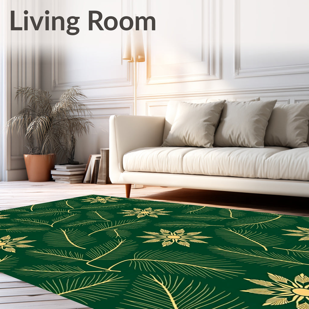 Golden Pine Needle Floral Arrangement Rug