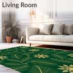 Golden Pine Needle Floral Arrangement Rug