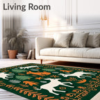 Forest Animals Evergreen Woodland Whimsical Rug