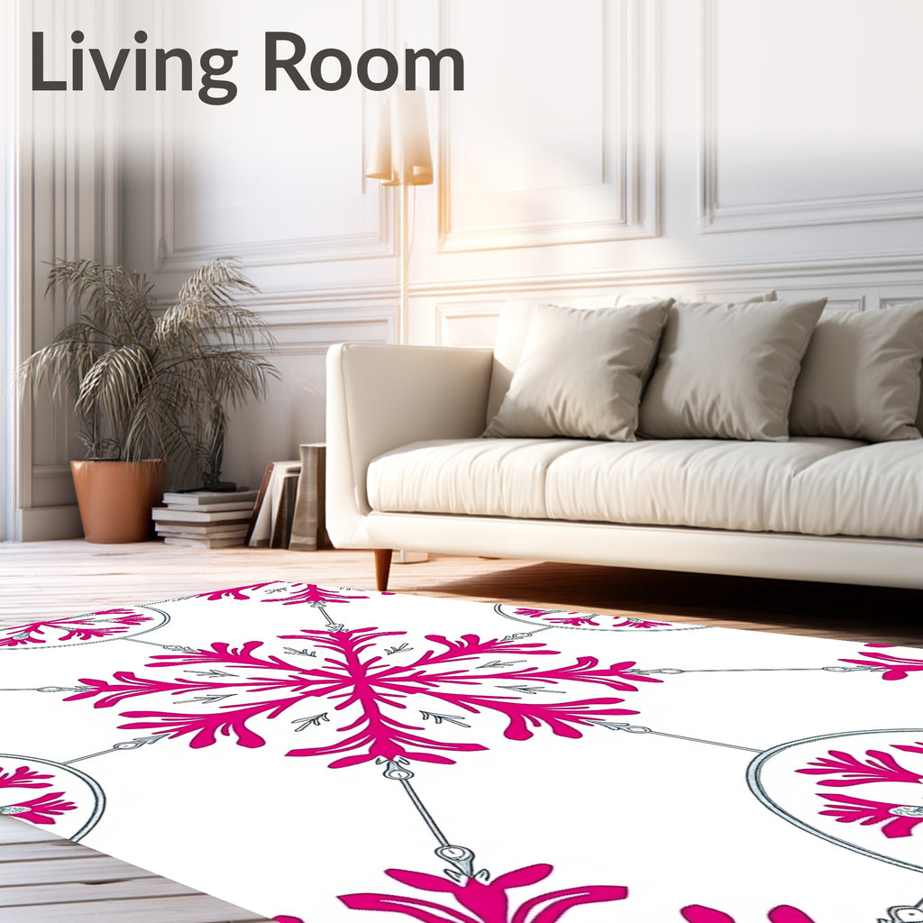 Vibrant Pink Floral Snowflake Medallion Rug