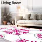 Vibrant Pink Floral Snowflake Medallion Rug