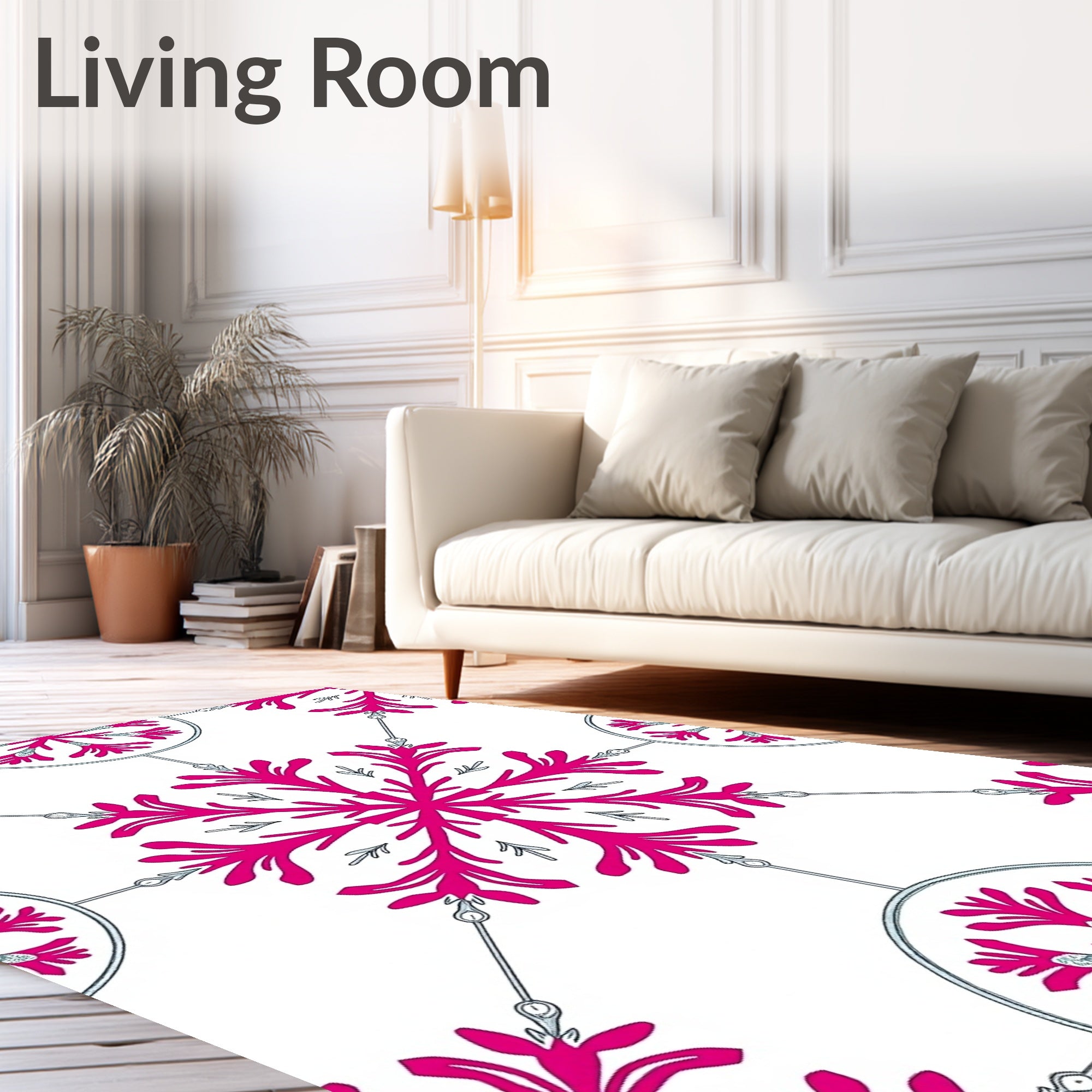 Vibrant Pink Floral Snowflake Medallion Rug