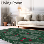 Forest Green White Pine Berry Garland Rug