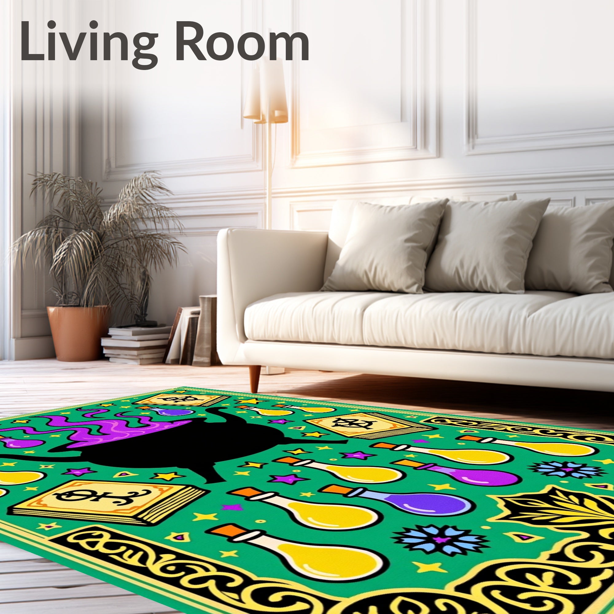 Whimsical Cauldron Purple Amethyst Potion Rug