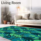 Deep Teal Green Forest Symmetry Rug