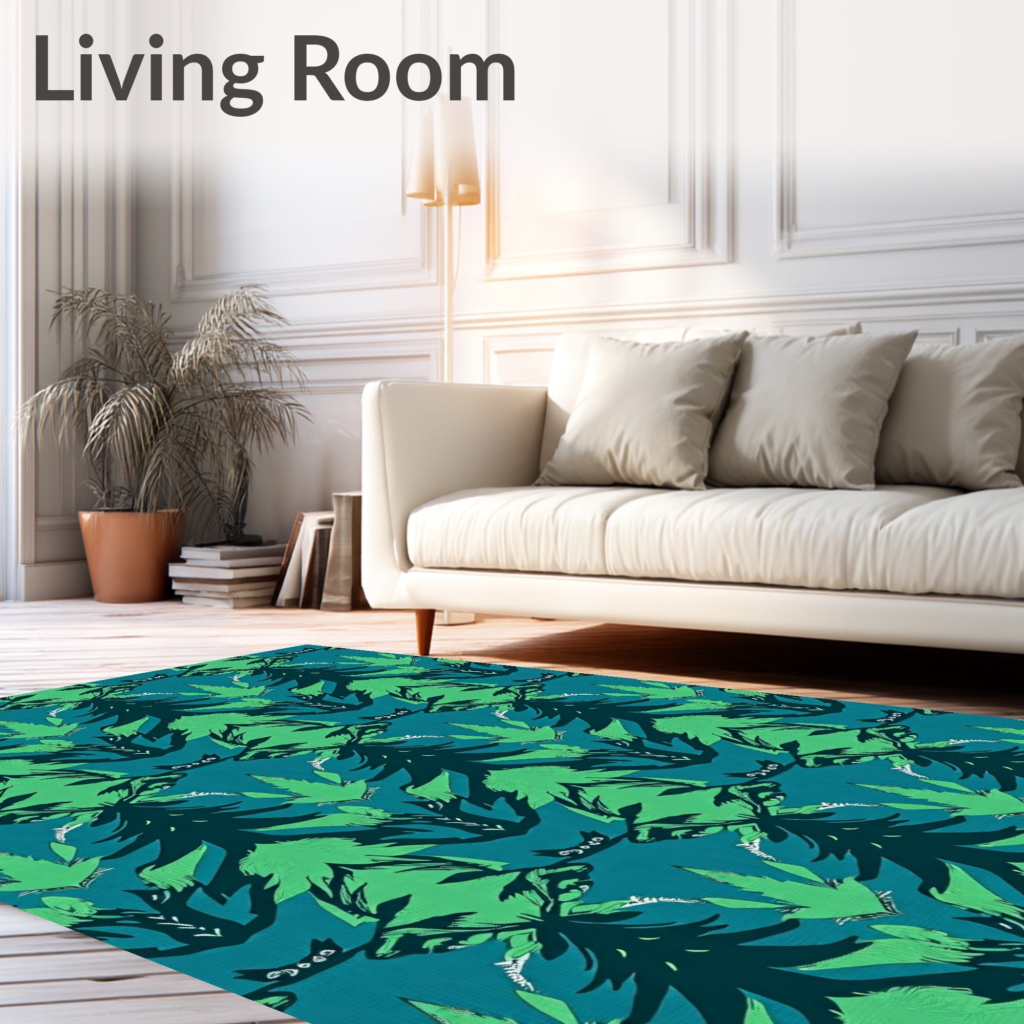 Deep Teal Green Forest Symmetry Rug