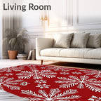Elegant Red Snowflake Collage Rug