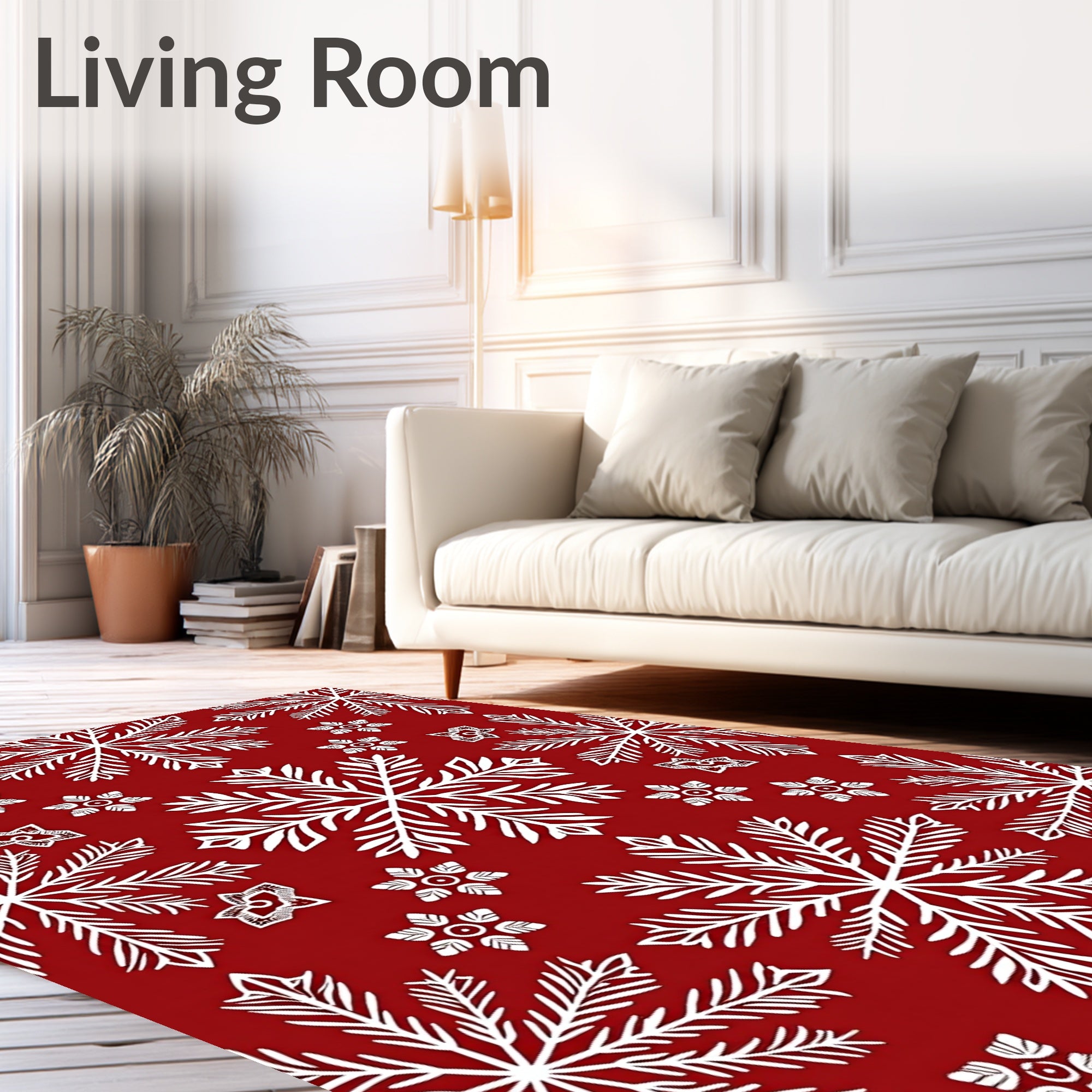 Elegant Red Snowflake Collage Rug