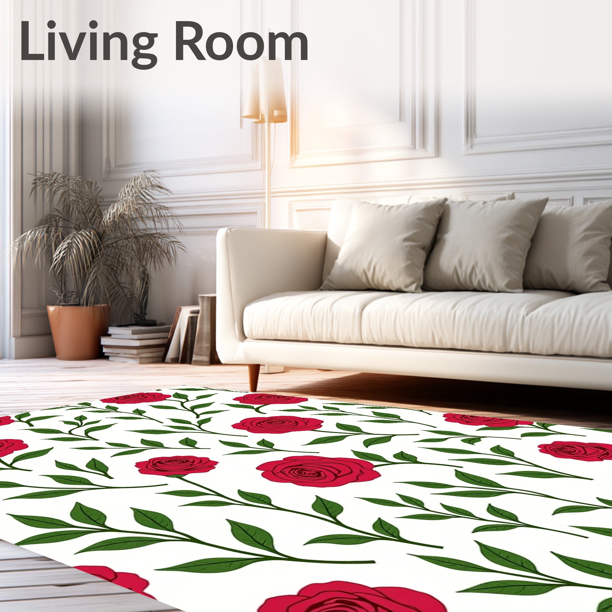 Classic Red Rose Botanical Garden Rug