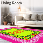 Vibrant Pink Floral Border Believe Rug