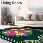 Vibrant Pink Rose Yellow Daisy Bouquet Rug
